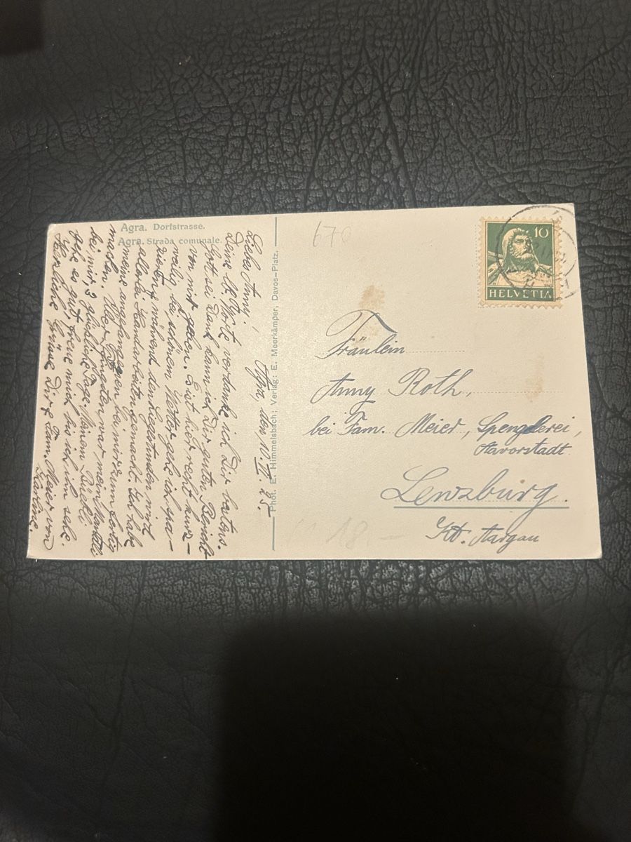 Ansichtskarten: Agra strada comunale 1925 – Gebraucht aus Breganzona von Milesbo 1