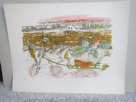 Alois Carigiet - Kuhgespann mit Heu....