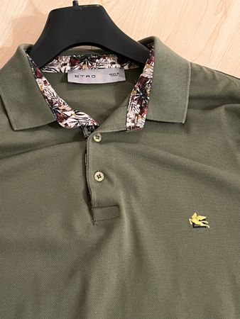 ETRO Poloshirt Herren Grösse L dunkelgrün Baumwolle neu