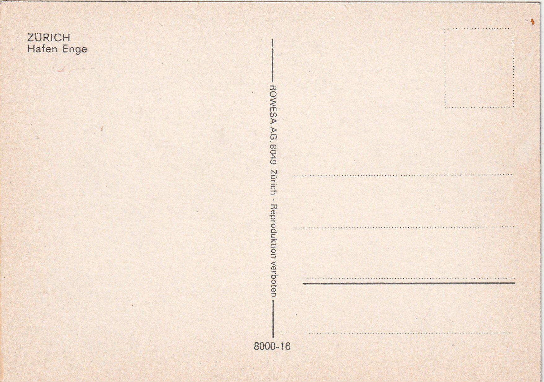 Cartes postales: Zürich Hafen Enge – D'occasion à Lumbrein par made02 1