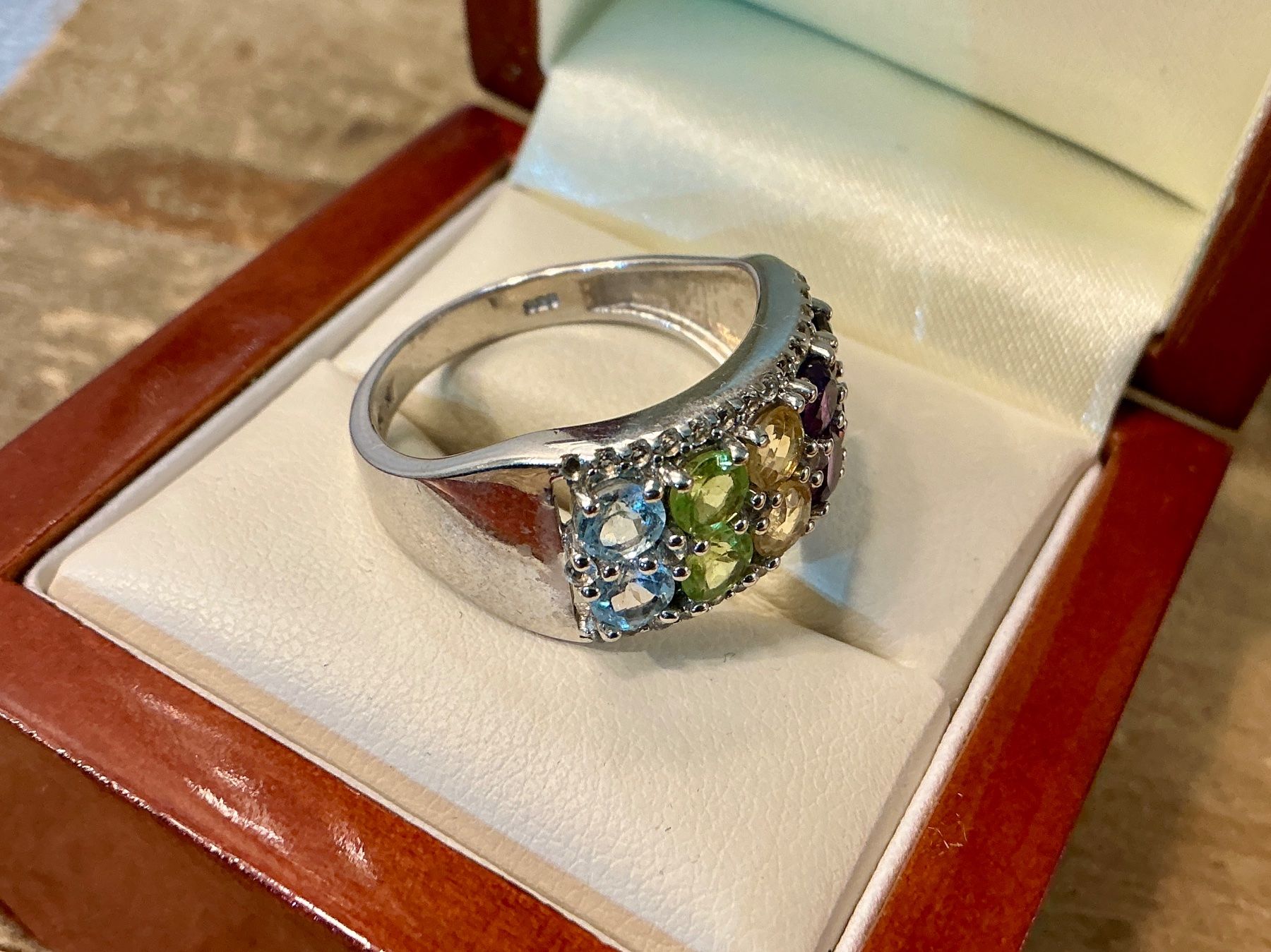 Ringe: VINTAGE RING STERLING 925 BUNTE EDELSTEINE, GR.63 – Gebraucht aus Biglen von Limarkt 4