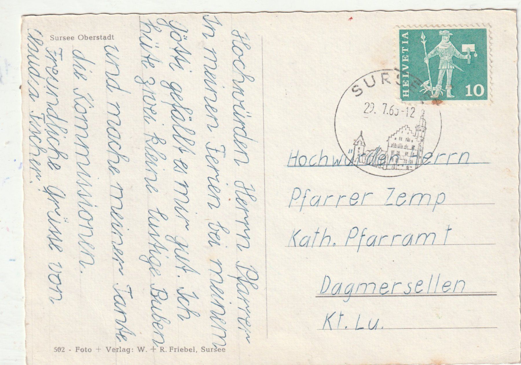 Cartoline postali: Sursee  Zentrum – Usato da Lumbrein venduto da made02 1