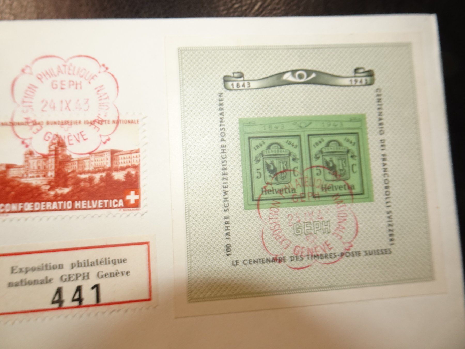 Tutti i francobolli: 24.IX.43., GEPH EXPOSITION GENEVE MIT GENFER BLOCK – Usato da Eschenbach SG venduto da eDaisy 1