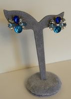 Ohrstecker Strass Steine Blau Goldfarbig Glamourös 