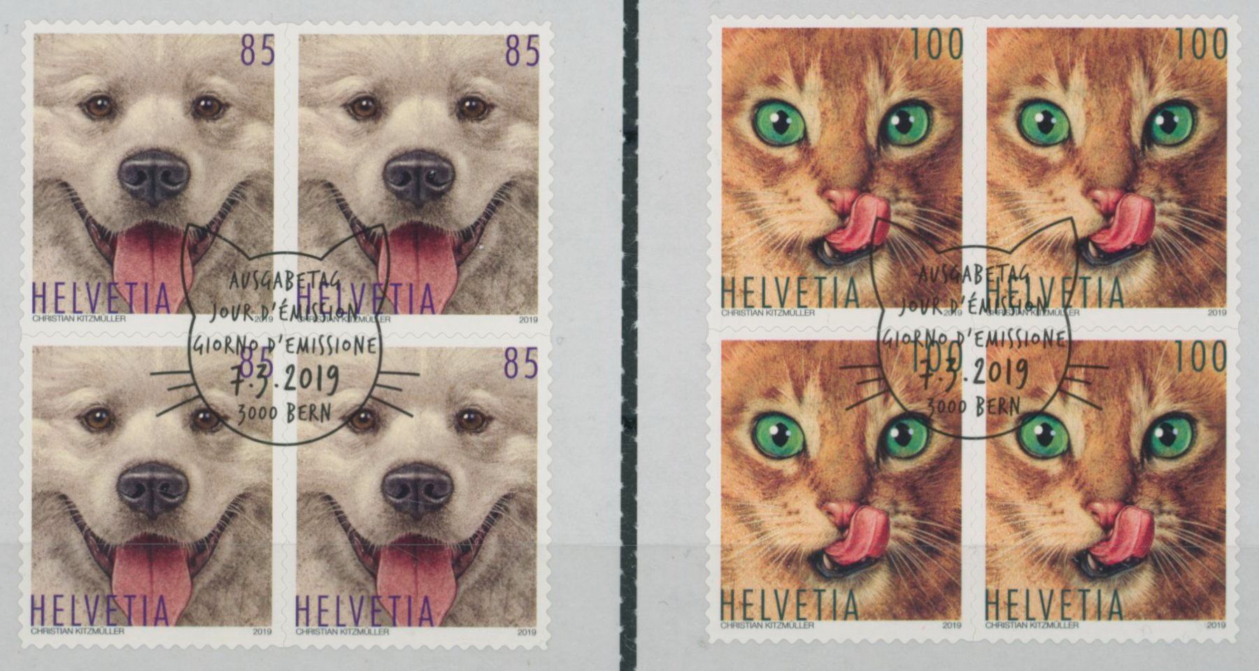 Tous les timbres: 2019 - Tierfreunde - Viererblock - Ersttag Stempel ET – D'occasion à Schindellegi par leecollect 1