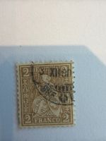 Briefmarke 2 Rp. FRANCO sitzend mit Schild, gestempelt