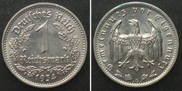 DRITTES REICH 1 Mark 1934 G, Nickel J.354, prägefrisch  unz