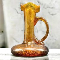 Vase pichet en verre bullé ambré miel