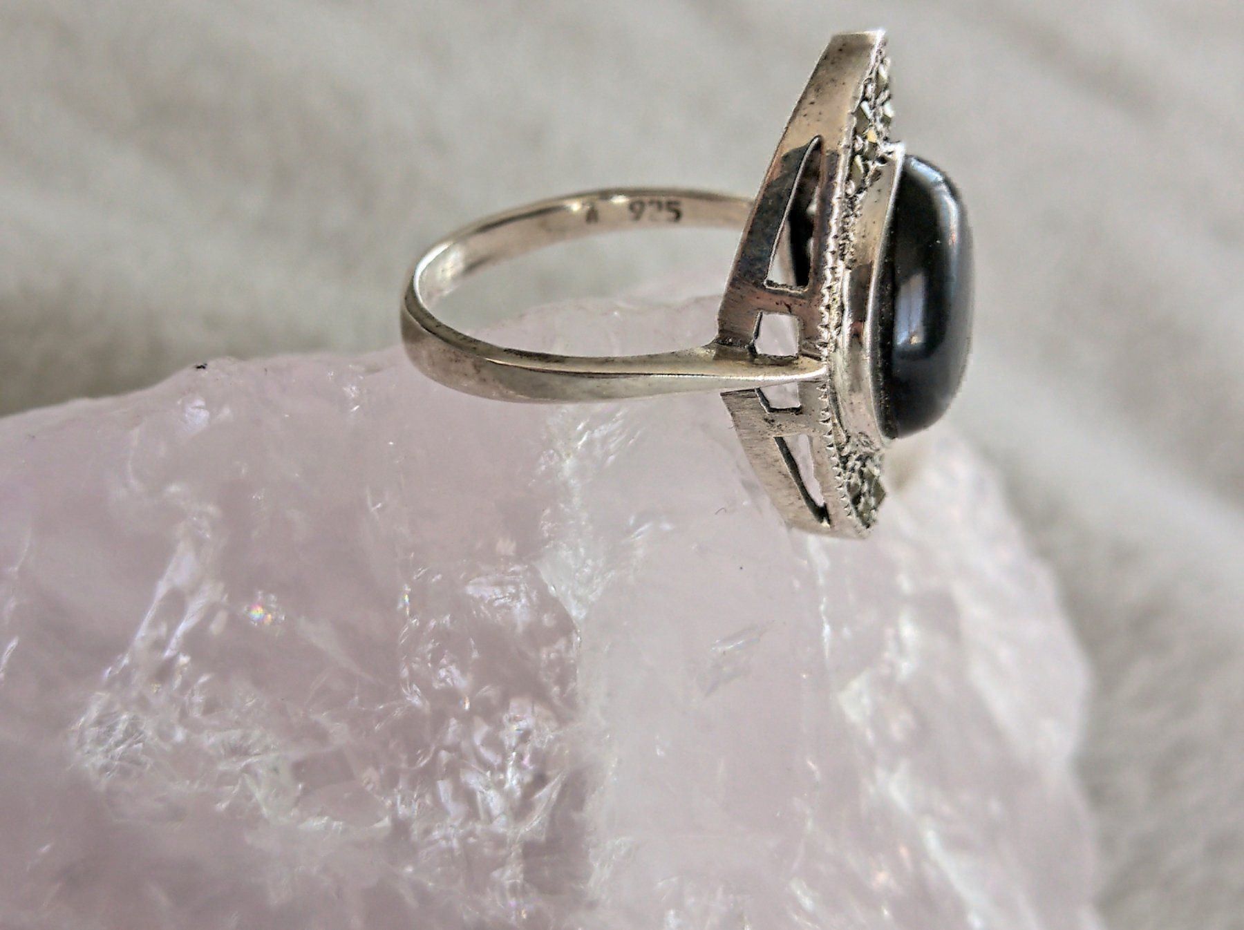 Anelli: Ring Silber 925 mit schwarzem Stein – Usato da Istighofen venduto da Ringparadies 1