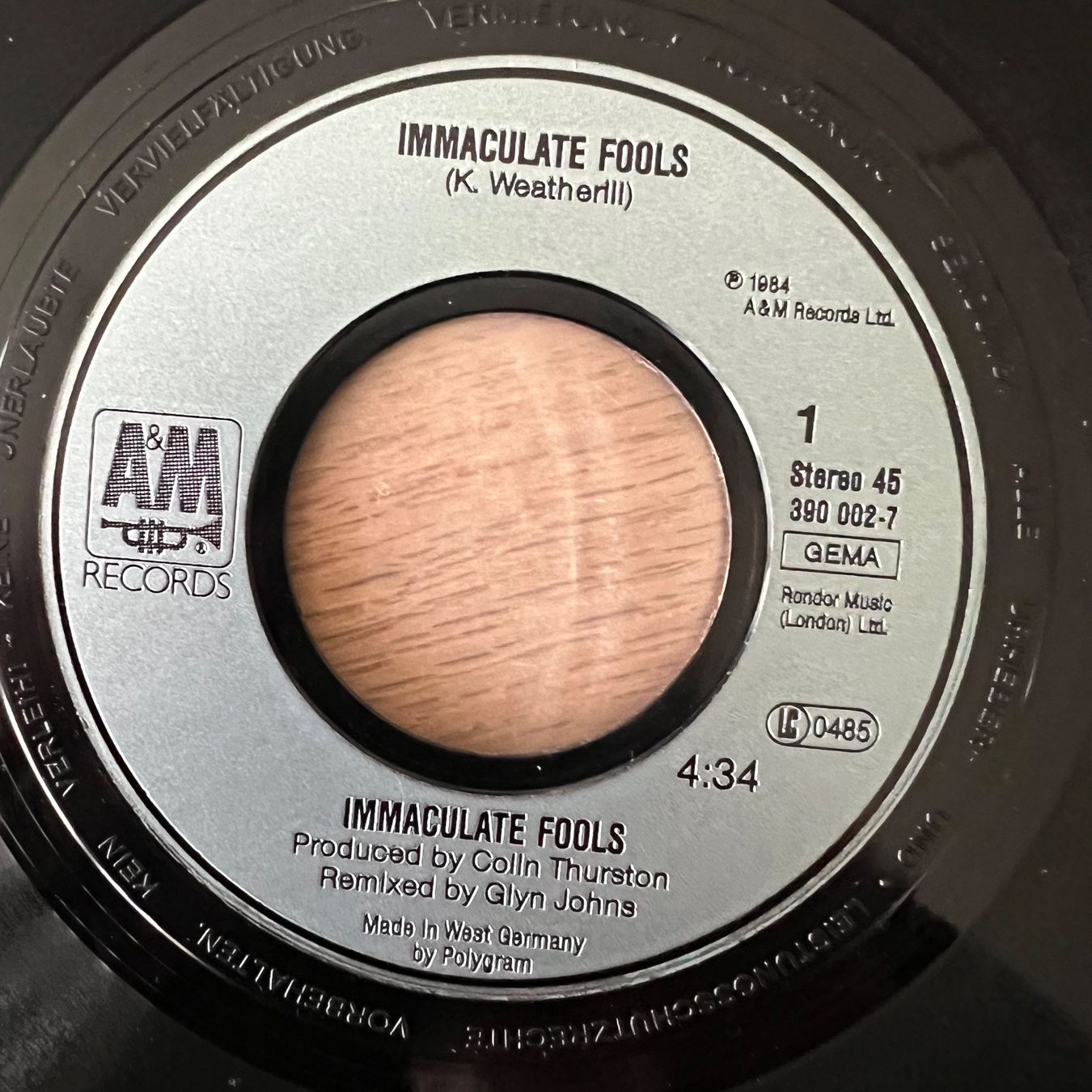 Schallplatten: Immaculate Fools - Immaculate Fools / 1. D-Press. 1984 – Gebraucht aus Gais von soundcave57 2