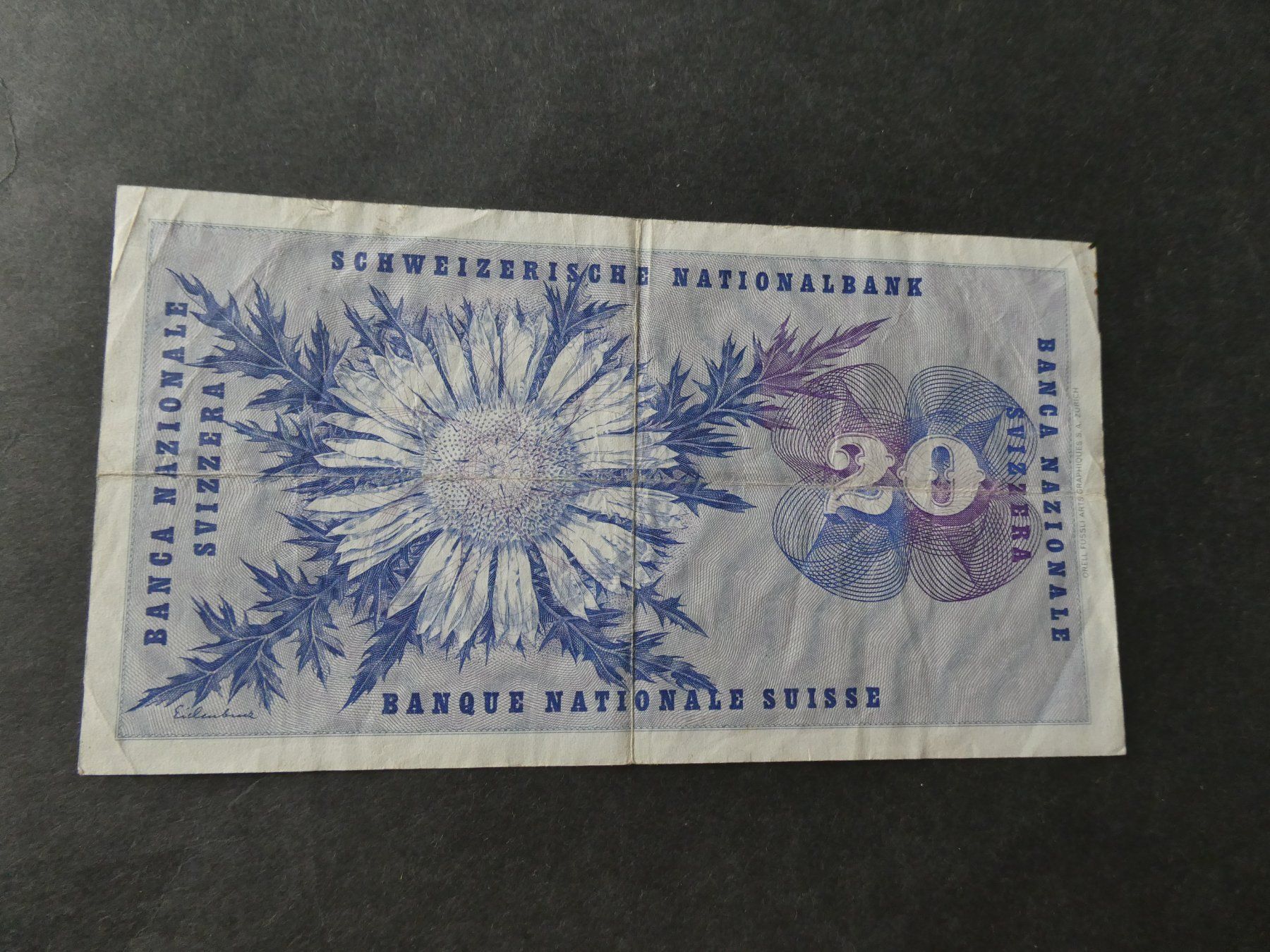 Banconote: Schweiz 1972,  20 Franken – Usato da Hinterforst venduto da Rohusri 1