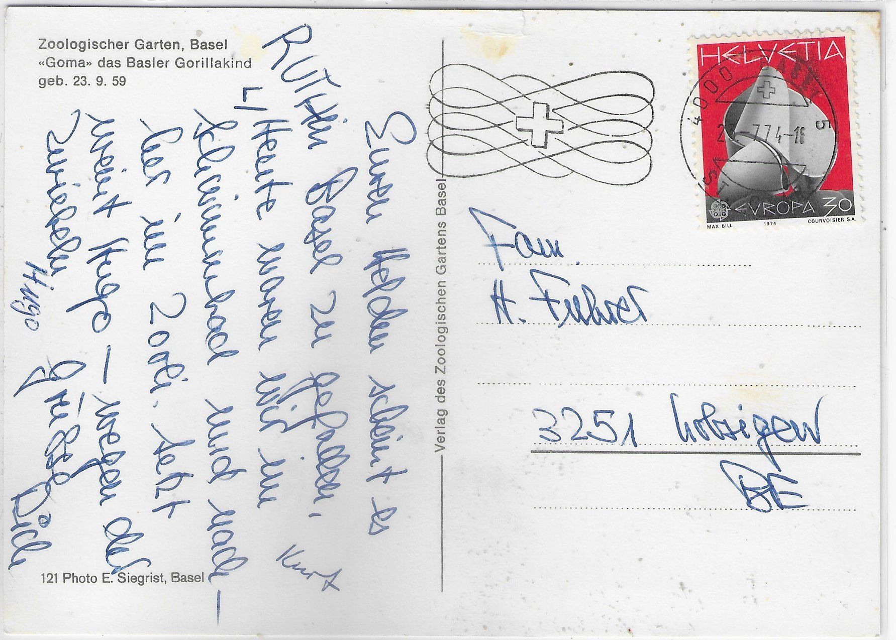 Cartoline postali: Zoologischer Garten Basel - "Goma" das Basler Gorillakind – Usato da Ettingen venduto da Kartenplanet 1