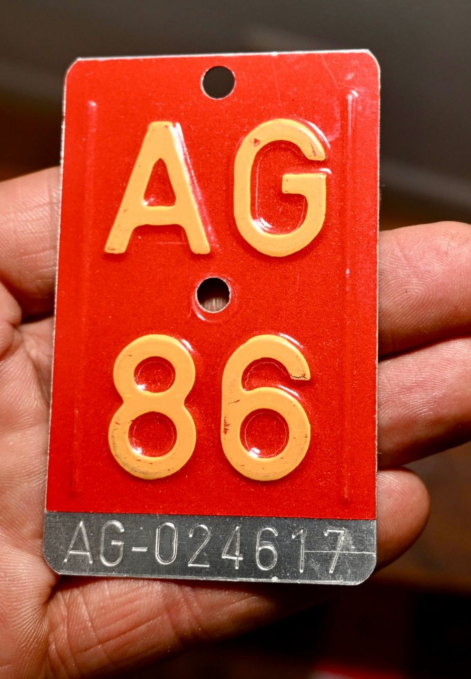 Insegne: Velonummer AG 86 - Aargau 024617 – Usato da Pfaffhausen venduto da mono_rec 2