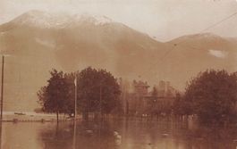Zona Locarno e la vicina Muralto TI circa 1907 alluvione