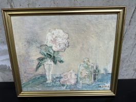 Tableau "Roses et parfum" par Ch. Grob (1986) signé!