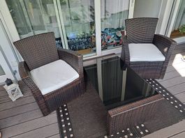 Polyrattan Garten Terrasse Lounch Möbel Set 3-teilig