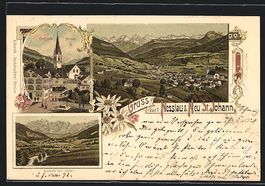 Litho Nesslau, Dorfplatz, Ortsansicht au