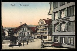 AK Flawil, Straßenpartie in der Gupfengasse mit Gasthof und 