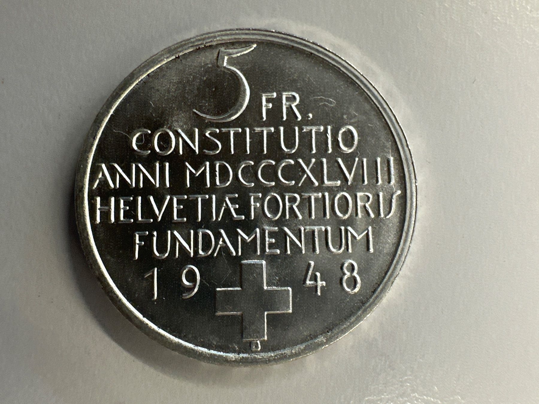 Tutti le monete: 5 Fr. Silber Schweiz Verfassung 1948 – Usato da Herisau venduto da herau 1