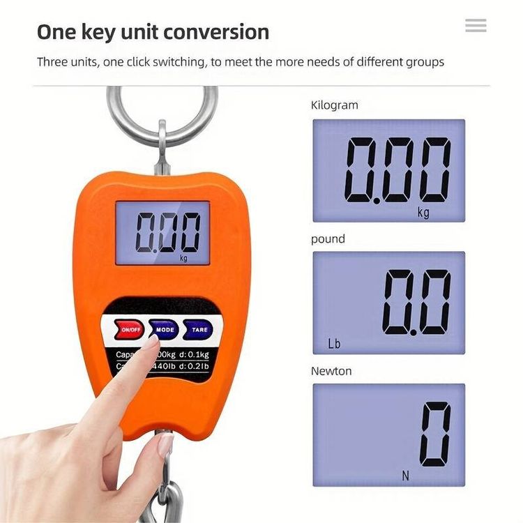 Digitale Hängewaage mit Haken und LCD-Display, 40 kg (88 lb) Tragkraft, batteriebetriebene
