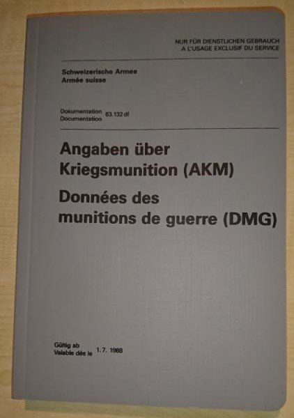 Libri: Angaben über Kriegsmunition der Schweizer Armee – Nuovo (secondo la descrizione) da Sigriswil venduto da Ricola1977