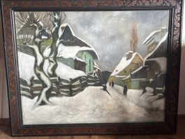 R. Sokals Winterlandschaft Ölgemälde signiert gerahmt