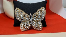 Schöne Vintage Brosche Schmetterling mit Strass-Steinen