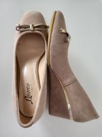 Schuhe Damen Lorenzo, Gr. 38 - Beige, Wildleder, Keilabsatz