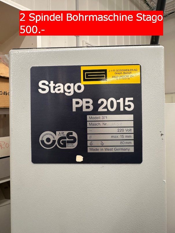 Trapani: Stago PB 2015 2 Spindel Bohrmaschine – Usato da Thusis venduto da aheusser76 1