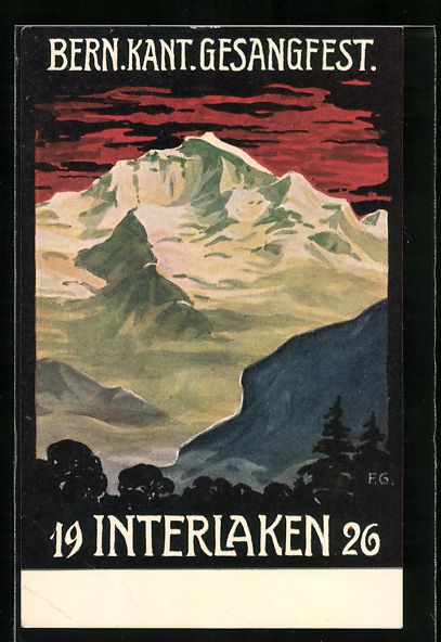 Cartoline postali: Interlaken, Berner Kant. Gesangfest 1926 – Usato da Berlin venduto da bartko-reher