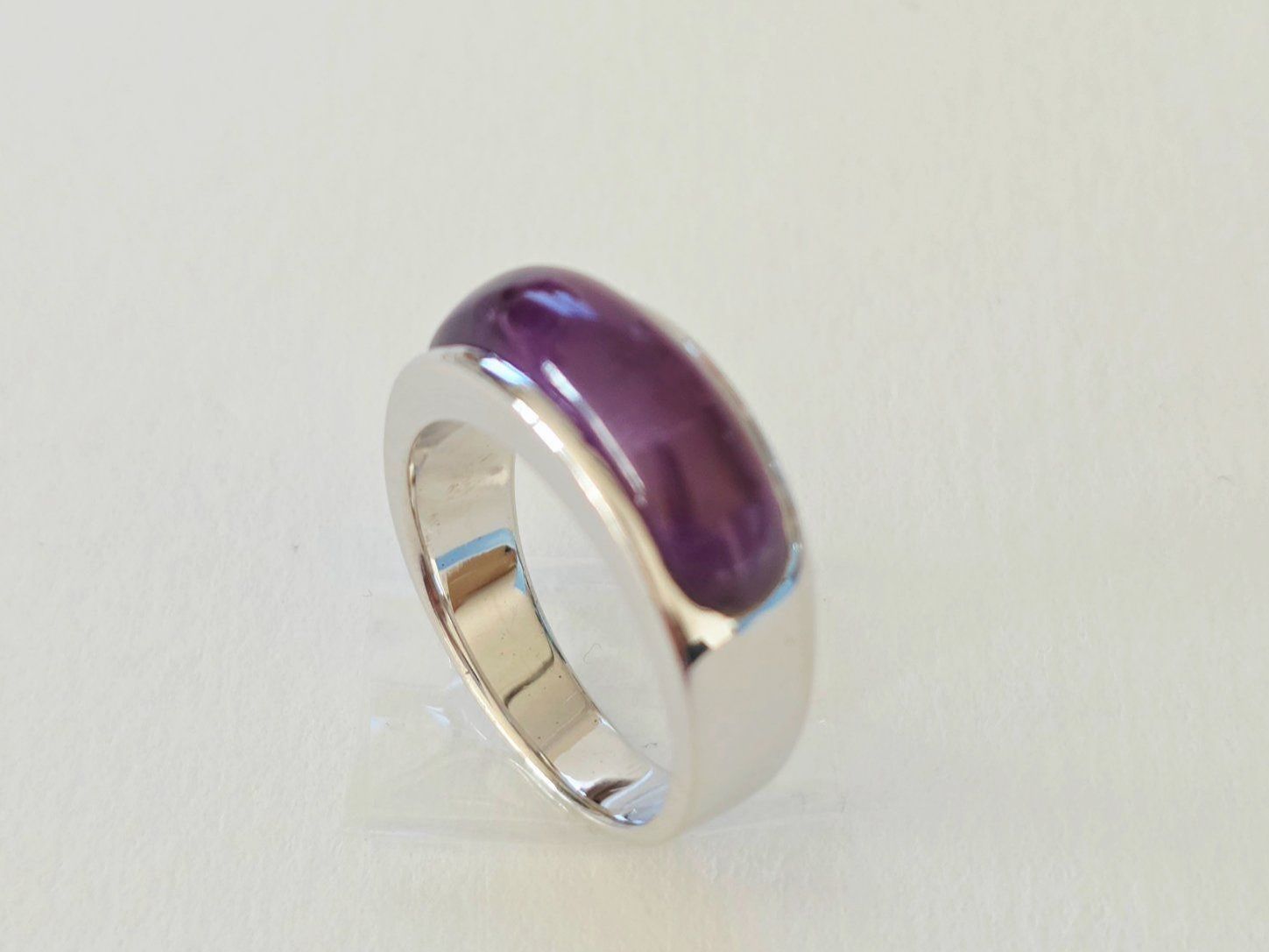 Anelli: Moderner Amethyst Silberring (925) – Nuovo e nell'imballaggio originale da Uetikon am See venduto da Coralreef 2