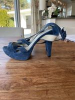 Blaue Wildleder Sandaletten Gr. 37, Plateau, High Heels
