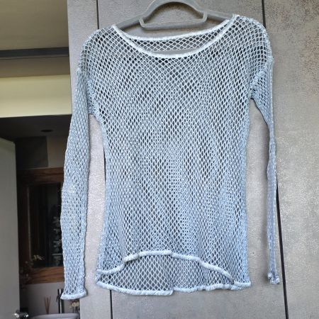 🐸 NILE PULLOVER GEHÄKELT S / M HÄKELPULLOVER GRAUBLAU