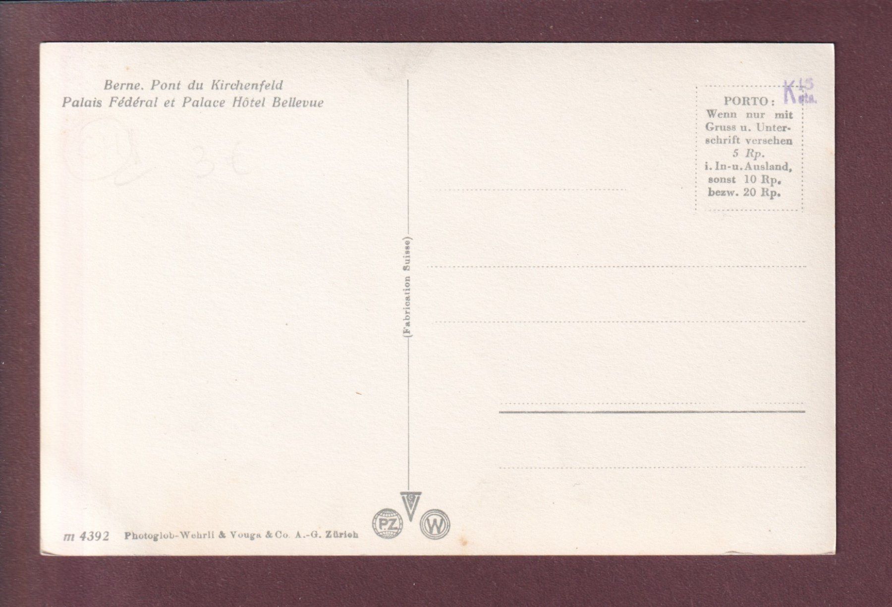 Cartes postales: BERN - Kirchenfeldbrücke – D'occasion à Pully par nicecards 1