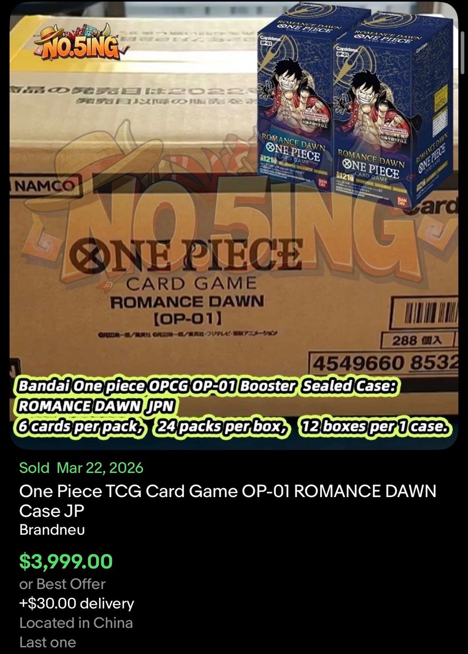 Bandai Carte collezionabili: One Piece sealed Case OP 01 – Nuovo e nell'imballaggio originale da St. Gallen venduto da Alainm2 4