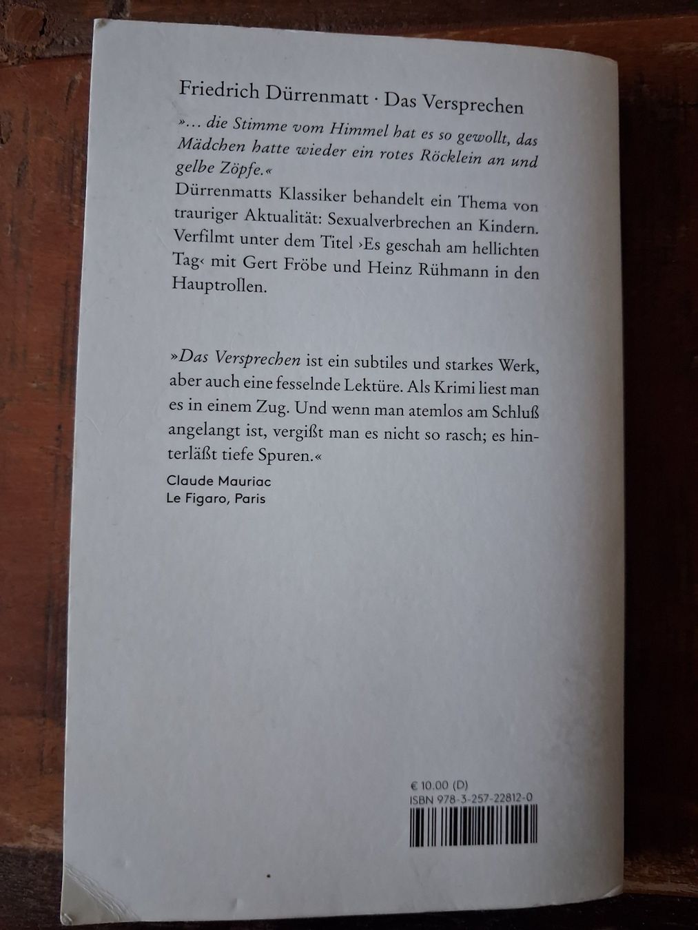 Libri: Dürrenmatt: Das Versprechen – Usato da Winterthur venduto da dke_9gnx 1