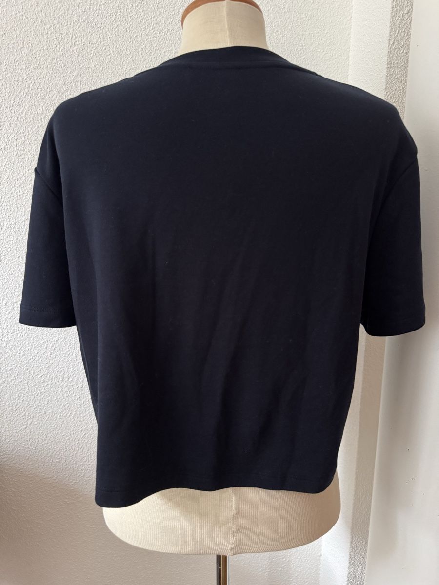 Sandro T-shirt: Pull Sandro marine, coupé, orné de strass, taille 36 – Nuovo (secondo la descrizione) da Morges venduto da sandy069 3