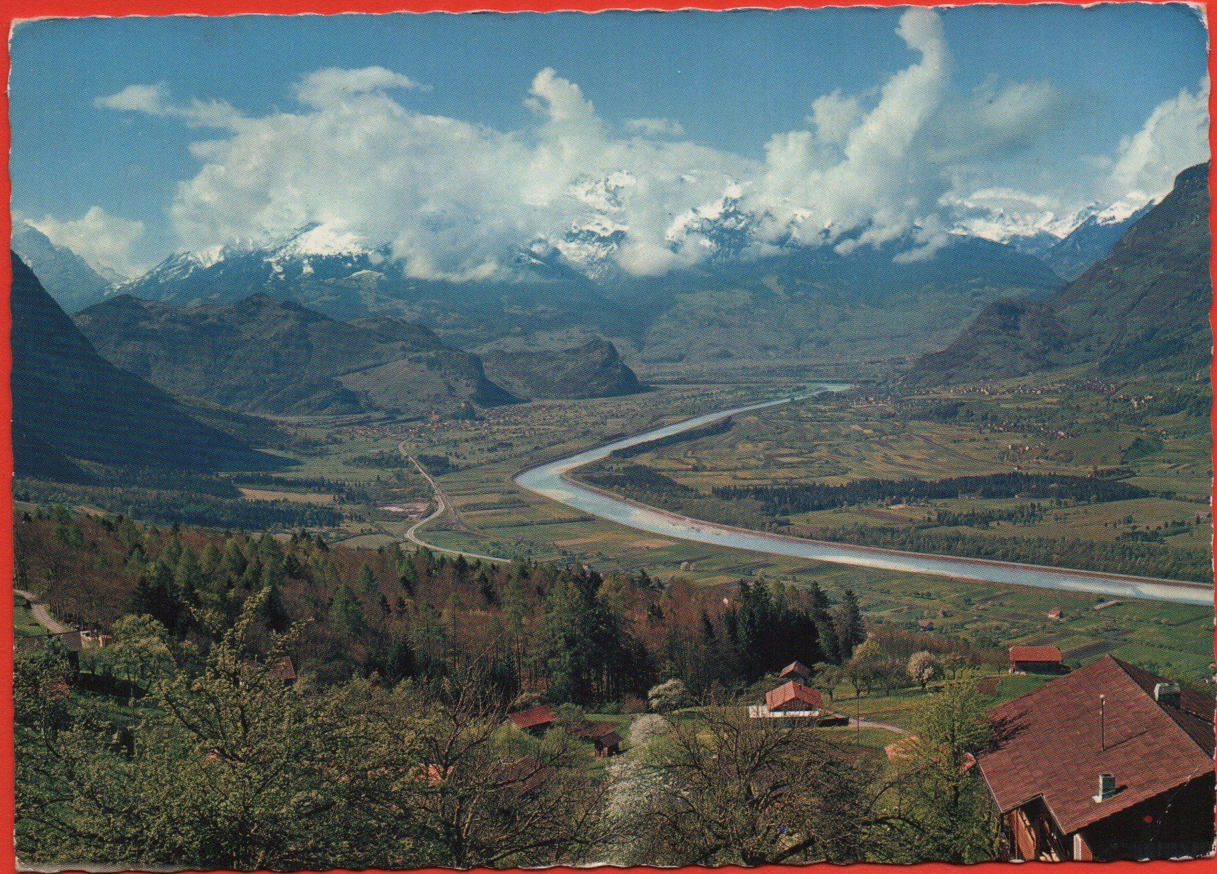 Cartoline postali: TRIESENBERG Rheintal mit Schweizer Berge – Nuovo (secondo la descrizione) da Jona venduto da philajona