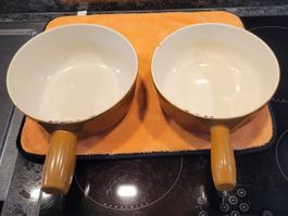 2 Chaas - Fondue - Caquelon Innen Emailiert gebraucht 70-er