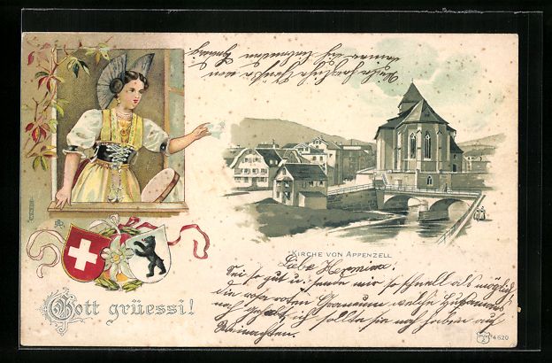 Cartes postales: Litho Appenzell, Partie an der Kirche, G – D'occasion à Berlin par bartko-reher
