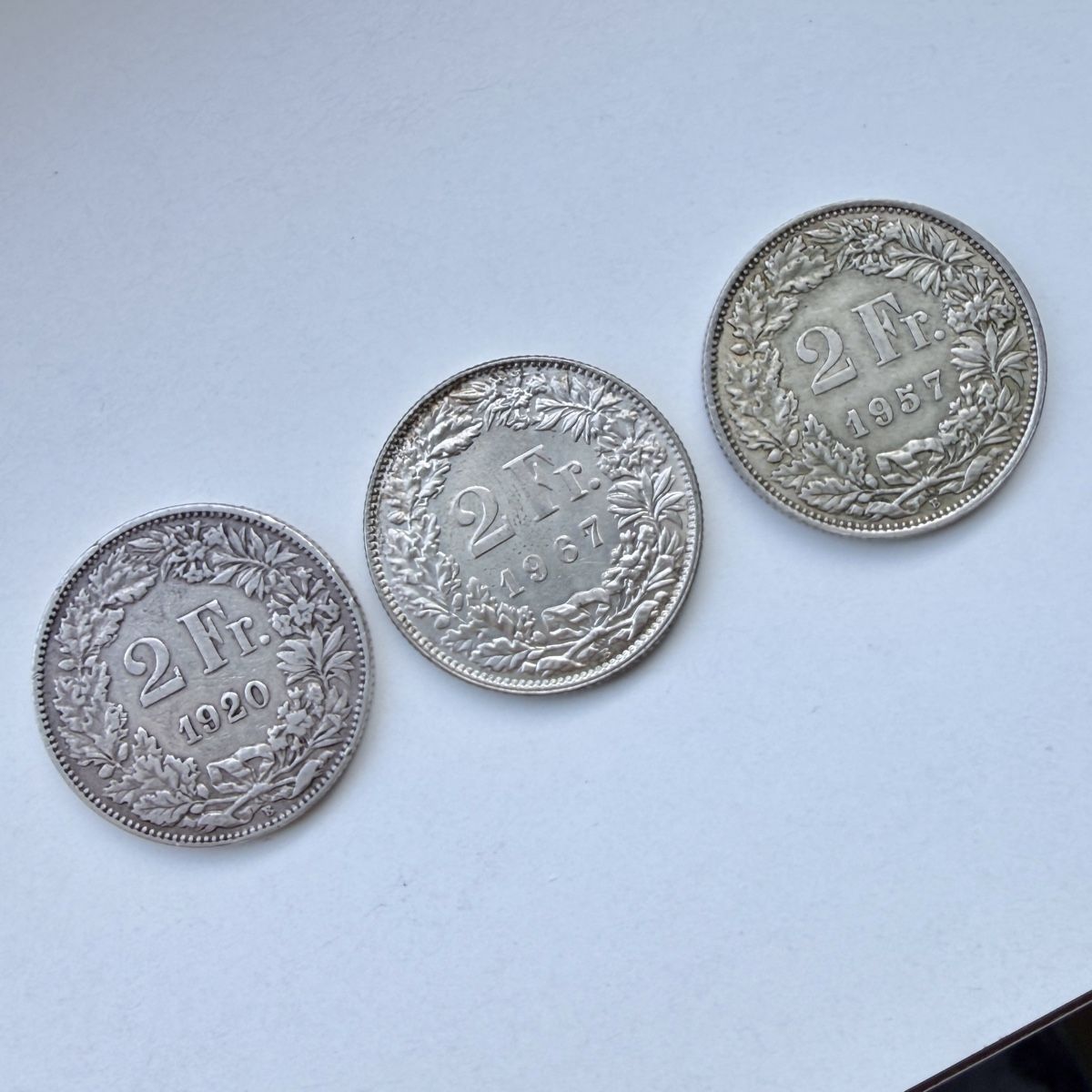 Alle Münzen: 2 Fr Silbermünzen 1920,1957,1967 – Gebraucht aus Zürich von watch_trader