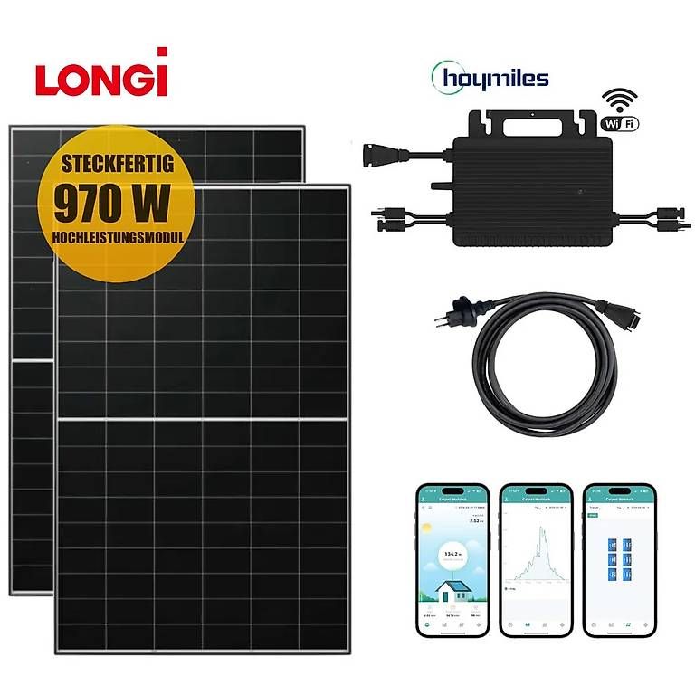 Dispositivi a energia solare: Balkonkraftwerk-Set LONGI Solar 970Wp/600W – Nuovo (secondo la descrizione) da Gams venduto da supersolarschweiz