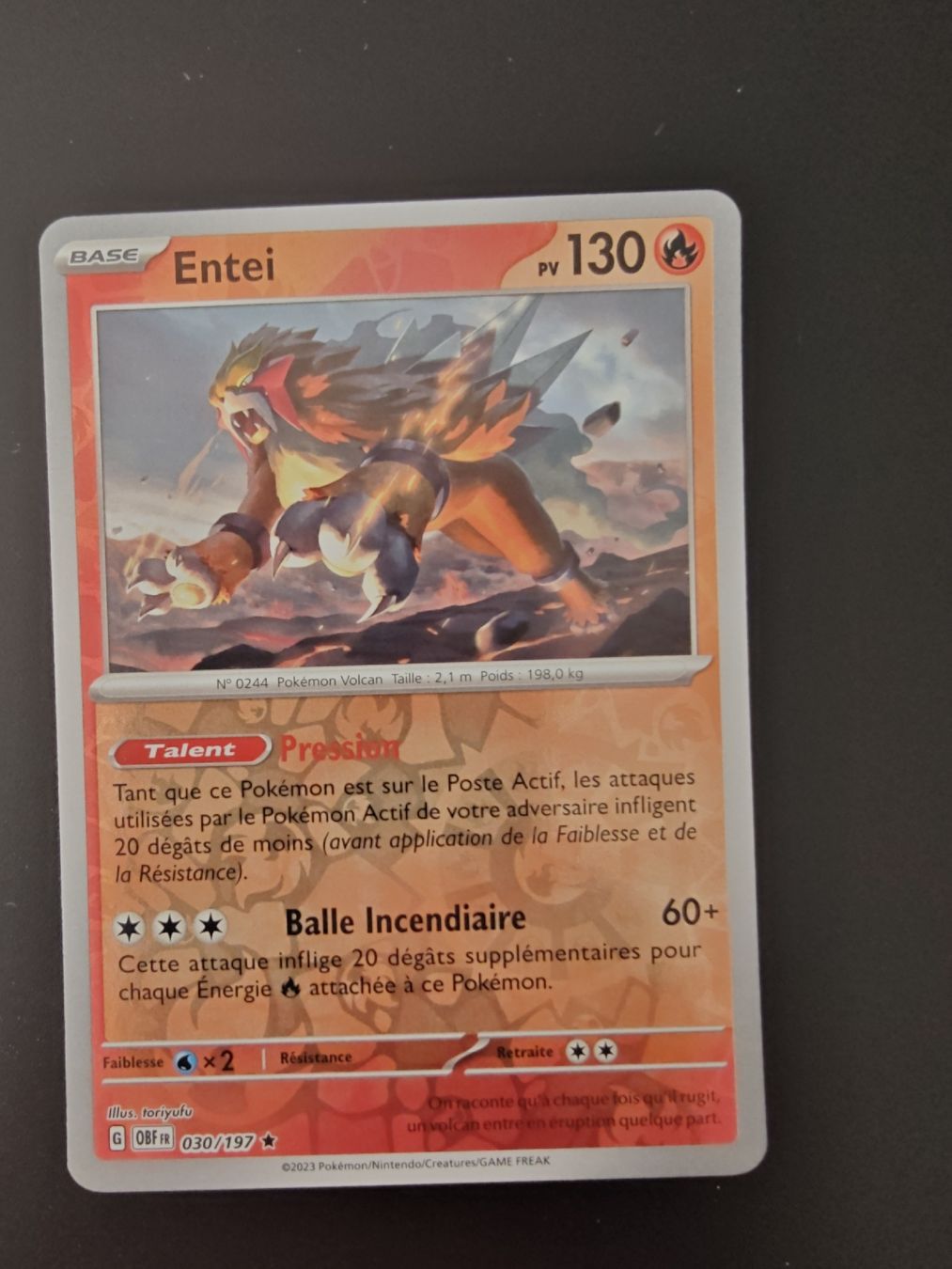 Pokémon Sammelbilder & Trading cards: Entei Reverse (030/197) Flammes Obsidiennes - OBF fr – Gebraucht aus Cormondreche von pajojo
