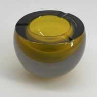 Cendrier verre vintage jaune gris style Murano 1kg