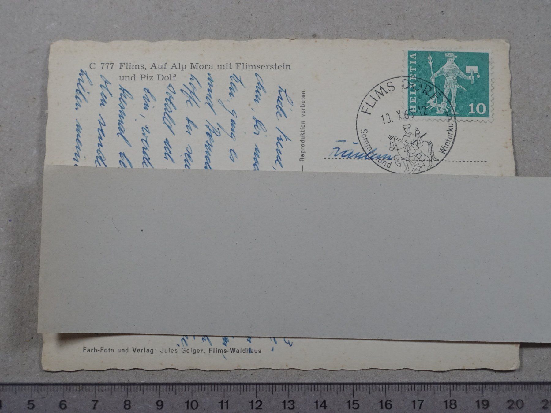 Cartoline postali: Flims, 1963, Alp Mora, Schafe, Hirte – Usato da Lenzburg venduto da fh1 1