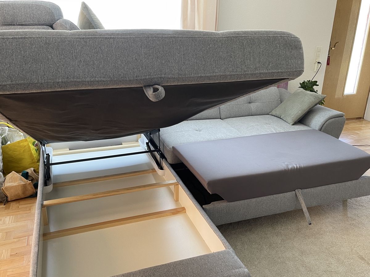Divani: Ecksofa Stoff grau mit Bettfunktion und Stauraum – Usato da Rickenbach BL venduto da rybenz 5