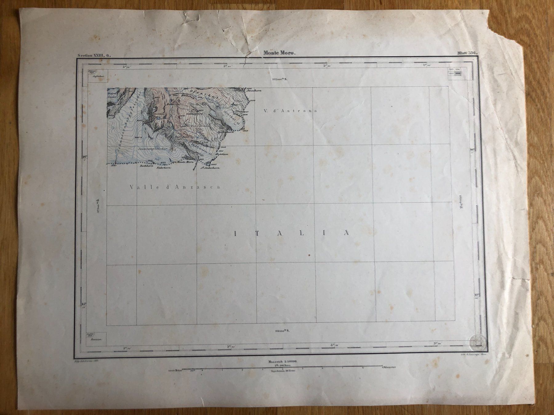 Cartine & Atlanti: Siegfriedatlas Bl. 536: Monte Moro 1881 – Usato da Zürich venduto da allp