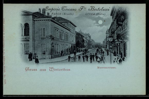 Cartes postales: Mondschein-AK Winterthur, Museumstrasse, – D'occasion à Berlin par bartko-reher
