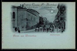 Mondschein-AK Winterthur, Museumstrasse,