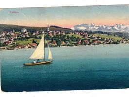 Zolliikon mit Segelboot auf Zürichsee.
